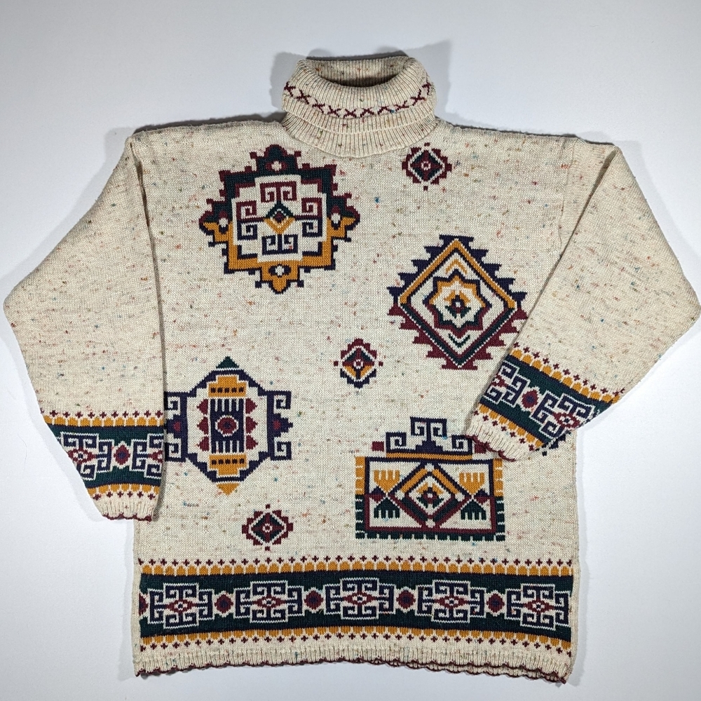 Vintage Carolina Colours Turtleneck Sweater Women's Size 20 Aztec Western